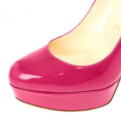 Pre Owned Christian Louboutin Pink Patent Bianca Platform Pumps 38.5