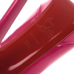 Pre Owned Christian Louboutin Pink Patent Bianca Platform Pumps 38.5