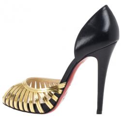 مملوكة مسبقًا Christian Louboutin Gold and Black Corpus D'orsay Pumps Size 39