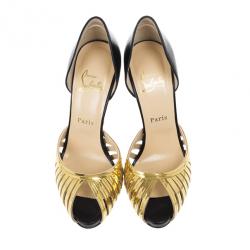 مملوكة مسبقًا Christian Louboutin Gold and Black Corpus D'orsay Pumps Size 39