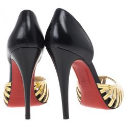 مملوكة مسبقًا Christian Louboutin Gold and Black Corpus D'orsay Pumps Size 39