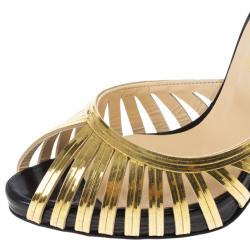 مملوكة مسبقًا Christian Louboutin Gold and Black Corpus D'orsay Pumps Size 39