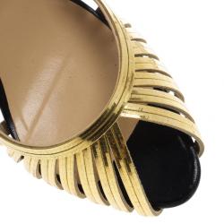 مملوكة مسبقًا Christian Louboutin Gold and Black Corpus D'orsay Pumps Size 39