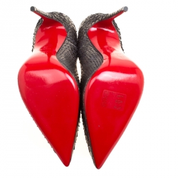 مملوكة مسبقًا حذاء كعب عالي كريستيان لوبوتان سو كيت جلد ثعبان أزرق ميتالك مقاس 41