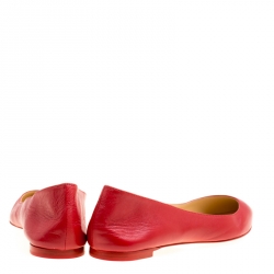 Pre Owned Christian Louboutin Red Leather Ballalla Pointed Toe Flats Size 36
