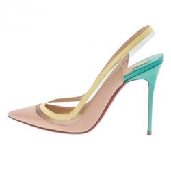 Pre Owned Christian Louboutin Tricolor Paulina Slingback Sandals Size 39