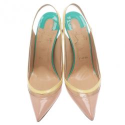 Pre Owned Christian Louboutin Tricolor Paulina Slingback Sandals Size 39
