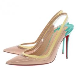 Pre Owned Christian Louboutin Tricolor Paulina Slingback Sandals Size 39