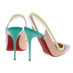 Pre Owned Christian Louboutin Tricolor Paulina Slingback Sandals Size 39