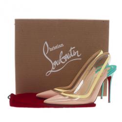Pre Owned Christian Louboutin Tricolor Paulina Slingback Sandals Size 39