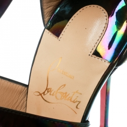 Pre Owned Christian Louboutin Multicolor Oil Slick Leather Marlenarock Crisscross Pumps Size 36.5