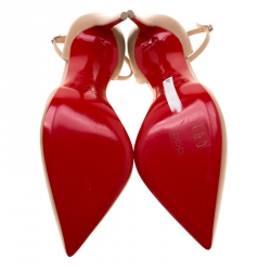 Pre Owned صندل كريستيان لوبوتان دورسيه مقدمة مدببة سيور كاحل أبتاون جلد بيج مقاس 37.5