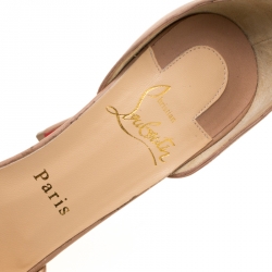 Pre Owned صندل كريستيان لوبوتان دورسيه مقدمة مدببة سيور كاحل أبتاون جلد بيج مقاس 37.5