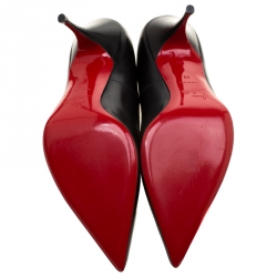 مملوكة مسبقًا حذاء كعب عالي كريستيان لوبوتان مقدمة مدببة جلد أسود مقاس 40