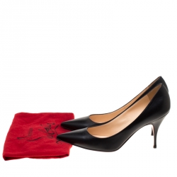 مملوكة مسبقًا حذاء كعب عالي كريستيان لوبوتان مقدمة مدببة جلد أسود مقاس 40