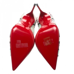 Pre Owned Christian Louboutin Multicolor Python And Mesh Explorete Pigalle Zig Zag Trim Pointed Toe Pumps Size 36