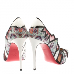 Pre Owned Christian Louboutin Multicolor Python And Mesh Explorete Pigalle Zig Zag Trim Pointed Toe Pumps Size 36