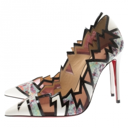 Pre Owned Christian Louboutin Multicolor Python And Mesh Explorete Pigalle Zig Zag Trim Pointed Toe Pumps Size 36