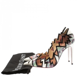 Pre Owned Christian Louboutin Multicolor Python And Mesh Explorete Pigalle Zig Zag Trim Pointed Toe Pumps Size 36