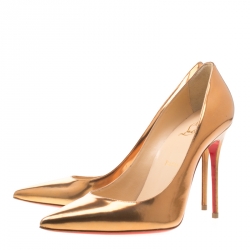 مملوكة مسبقًا Christian Louboutin Metallic Bronze Patent Leather Decollete 554 Pointed Toe Pumps Size 40