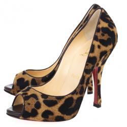 مملوكة مسبقًا Christian Louboutin Pony Hair Maryl Peep Toe Pumps Size 37.5