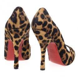مملوكة مسبقًا Christian Louboutin Pony Hair Maryl Peep Toe Pumps Size 37.5