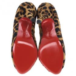 مملوكة مسبقًا Christian Louboutin Pony Hair Maryl Peep Toe Pumps Size 37.5