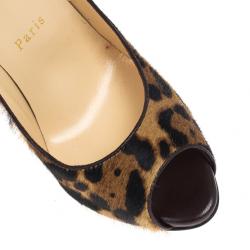 مملوكة مسبقًا Christian Louboutin Pony Hair Maryl Peep Toe Pumps Size 37.5