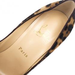 مملوكة مسبقًا Christian Louboutin Pony Hair Maryl Peep Toe Pumps Size 37.5