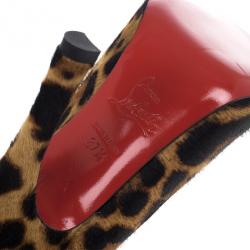 مملوكة مسبقًا Christian Louboutin Pony Hair Maryl Peep Toe Pumps Size 37.5