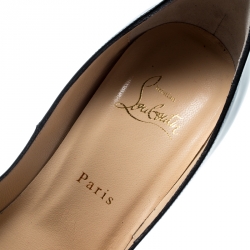 Pre Owned Christian Louboutin Black Patent Leather Lady Peep Toe Platform Pumps Size 39