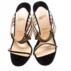 Pre Owned Christian Louboutin Black Suede Lawrencia Strappy Slide Sandals Size 39.5