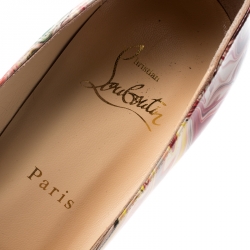 Pre Owned Christian Louboutin Multicolor Marble Print Patent Leather Dorissima Pumps Size 37