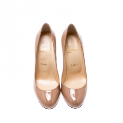 مملوكة مسبقًا Christian Louboutin Beige Patent Leather Simple Pumps Size 37.5