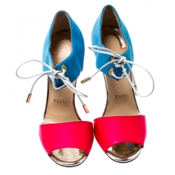 مملوكة مسبقًا صندل كريستيان لوبوتان أربطة مايرلينغ سويدي وجلد لونين مقاس 38