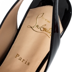 Pre Owned Christian Louboutin Black Patent Leather Private Number Slingback Platform Sandals Size 40