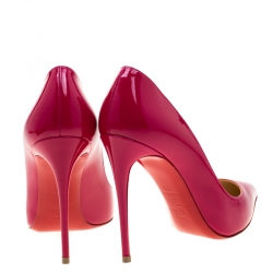 Pre Owned Christian Louboutin Ultra Rose Pink Patent Leather Pigalle Follies Pointed Toe Pumps Size 36
