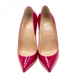 Pre Owned Christian Louboutin Ultra Rose Pink Patent Leather Pigalle Follies Pointed Toe Pumps Size 36