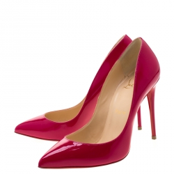 Pre Owned Christian Louboutin Ultra Rose Pink Patent Leather Pigalle Follies Pointed Toe Pumps Size 36