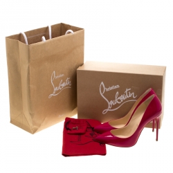 Pre Owned Christian Louboutin Ultra Rose Pink Patent Leather Pigalle Follies Pointed Toe Pumps Size 36