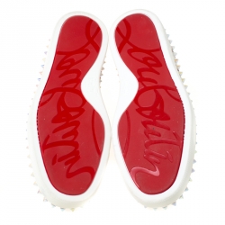 مملوكة مسبقًا حذاء رياضي كريستيان لوبوتان بيك بوات سليب أون كانفاس مطبوع قبلات متعدد الألوان مقاس 37