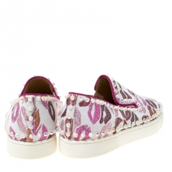 مملوكة مسبقًا حذاء رياضي كريستيان لوبوتان بيك بوات سليب أون كانفاس مطبوع قبلات متعدد الألوان مقاس 37