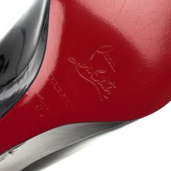 Pre Owned Christian Louboutin Black Patent Marplesoft Slingback Wedges Size 38