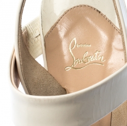 Pre Owned Christian Louboutin White Patent Leather Open Toe Ankle Strap Sandals Size 41