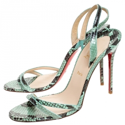 Pre Owned Christian Louboutin Two Tone Python Leather Anna Strappy Sandals Size 40