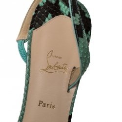Pre Owned Christian Louboutin Two Tone Python Leather Anna Strappy Sandals Size 40