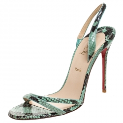 Pre Owned Christian Louboutin Two Tone Python Leather Anna Strappy Sandals Size 40