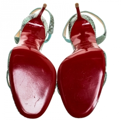 Pre Owned Christian Louboutin Two Tone Python Leather Anna Strappy Sandals Size 40