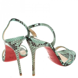 Pre Owned Christian Louboutin Two Tone Python Leather Anna Strappy Sandals Size 40