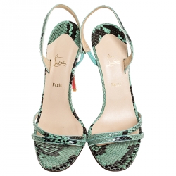 Pre Owned Christian Louboutin Two Tone Python Leather Anna Strappy Sandals Size 40